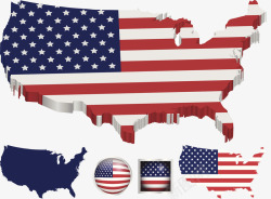 矢量美国地图美国国旗元素图案高清图片