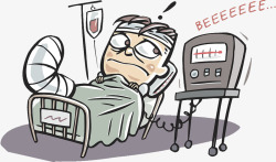 卡通插图病痛发烧卡通插图病痛骨折住院治疗高清图片