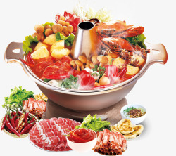 唯美火锅餐饮海鲜牛肉青菜素材
