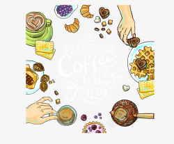 晨间插画美味晨间咖啡插画矢量图高清图片