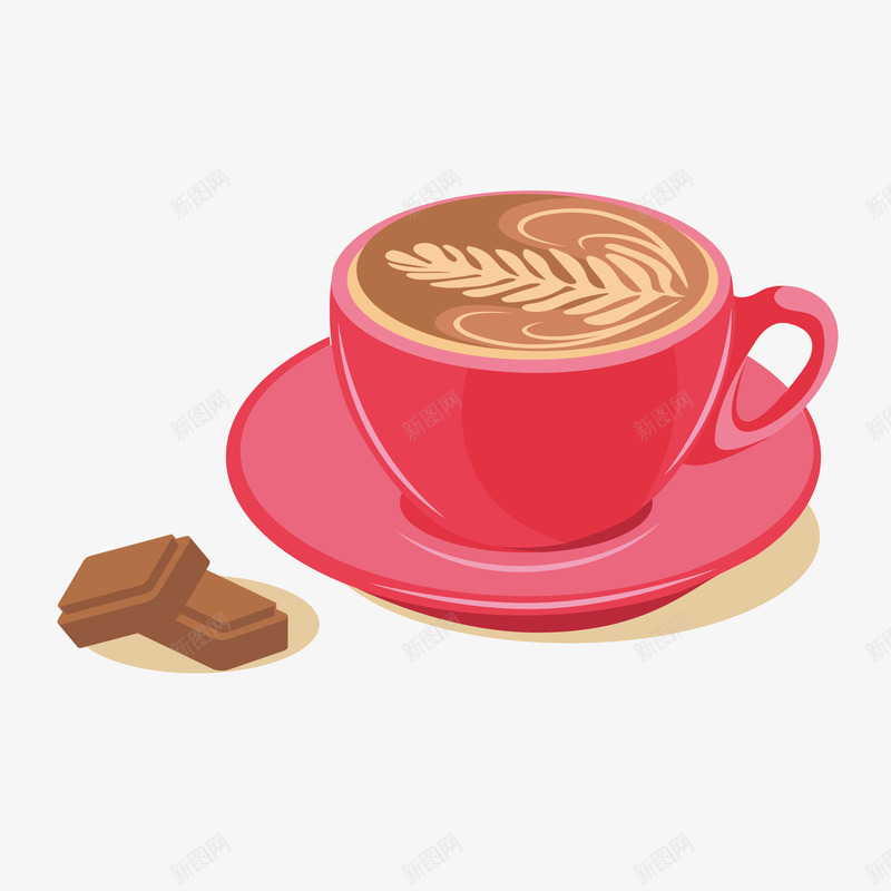 卡通手绘拉花图案的咖啡矢量图eps免抠素材_新图网 https://ixintu.com 咖啡 咖啡杯 咖啡美味 巧克力 拉花 拉花图案 白色拉花 矢量图 红色 红色咖啡杯 美味 美味咖啡