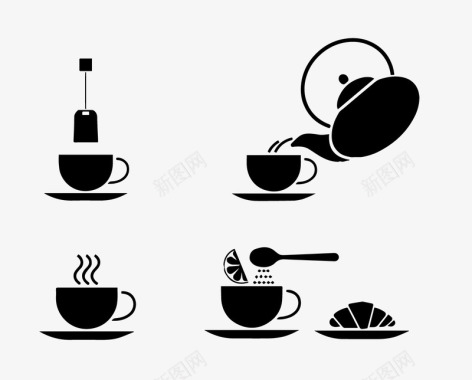 白色马克杯倒茶icon图标图标