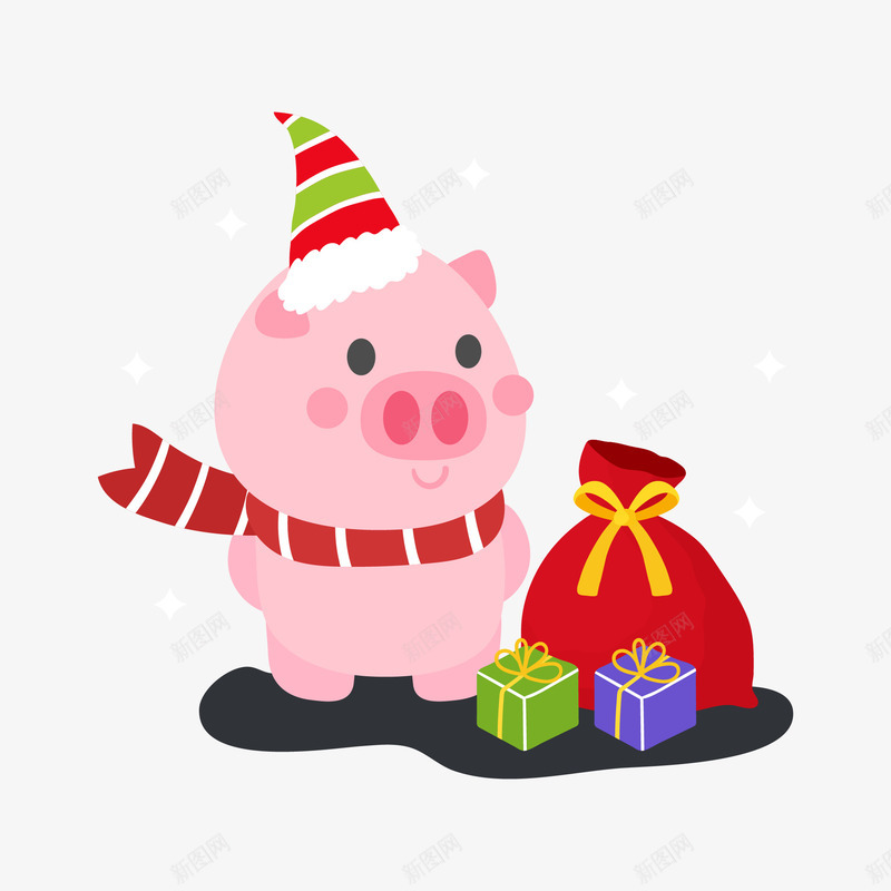 新年卡通可爱圣诞节粉色的猪矢量图eps免抠素材_新图网 https://ixintu.com 可爱 可爱卡通 可爱粉色 圣诞节 新年 新年卡通 粉色可爱 矢量图