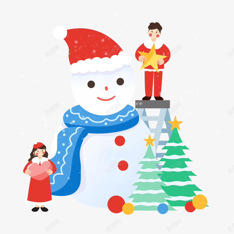 圣诞老人雪人元素png免抠素材_新图网 https://ixintu.com 元素 圣诞 老人 雪人