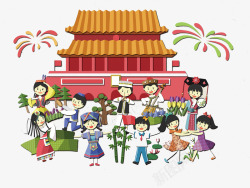 天安门素材动漫在北京天安门玩耍的小朋友高清图片