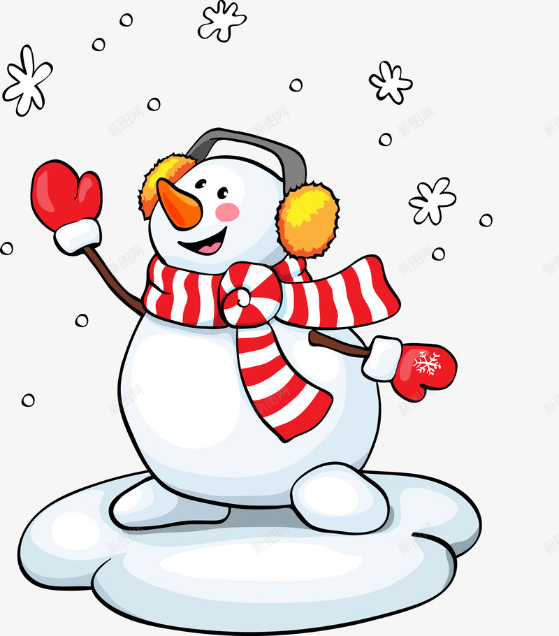 卡通雪人png免抠素材_新图网 https://ixintu.com 下雪 冬天 冬季 卡通 圣诞 圣诞节 雪人 雪地 飘雪