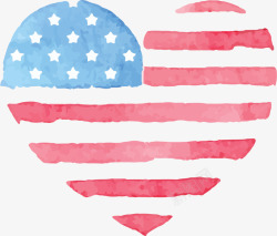 水彩美国国旗爱心矢量图素材