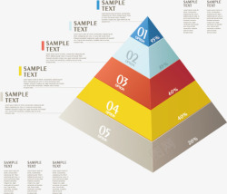 扁平化多彩金字塔信息图表高清图片