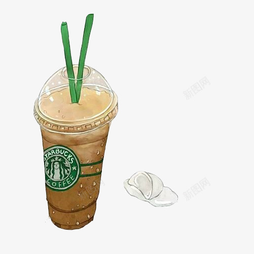 美式咖啡手绘画片psd免抠素材_新图网 https://ixintu.com 冰咖啡 咖啡 奶糖 水彩画 美式咖啡