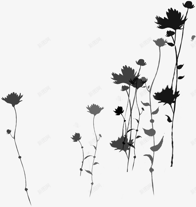 黑色水墨花纹创意花朵png免抠素材_新图网 https://ixintu.com 创意 水墨 花朵 花纹 黑色