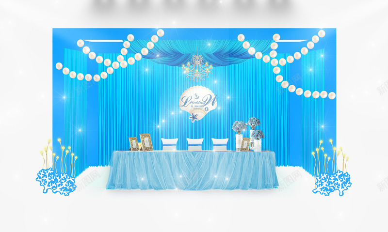 蓝色婚礼布置png免抠素材_新图网 https://ixintu.com 婚庆 婚礼布置 签到台 蓝色婚礼