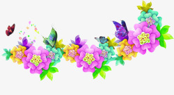 彩色艺术花朵蝴蝶春季素材