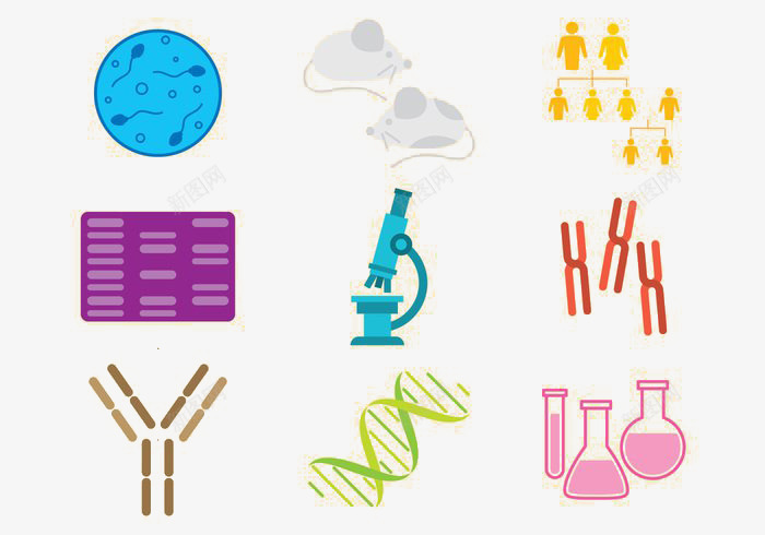 分子生物学标图标psd_新图网 https://ixintu.com 图标 实验器材 生物 科学