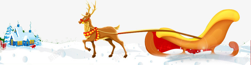 雪地鹿拉雪橇png免抠素材_新图网 https://ixintu.com 冬天 圣诞节 节日 雪地 雪橇 鹿