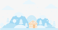 森林小屋冰天雪地里的小木屋高清图片