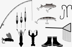 鱼具钓鱼主题元素高清图片