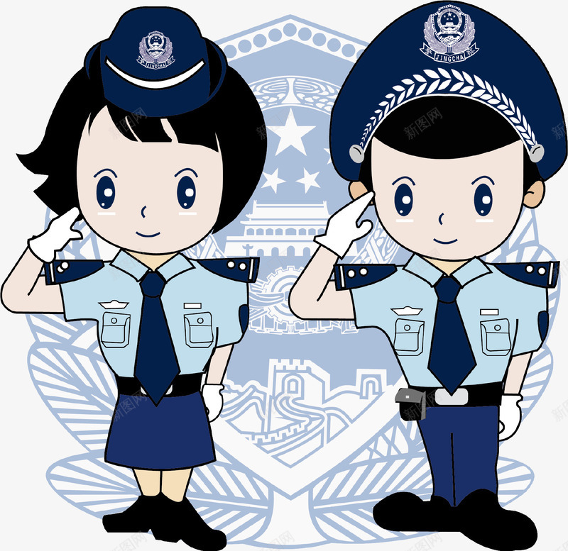 警徽元素png免抠素材_新图网 https://ixintu.com png 元素 卡通 安全员 警徽