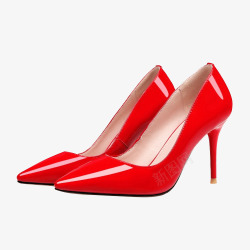 女单鞋平底红色皮鞋婚鞋高清图片