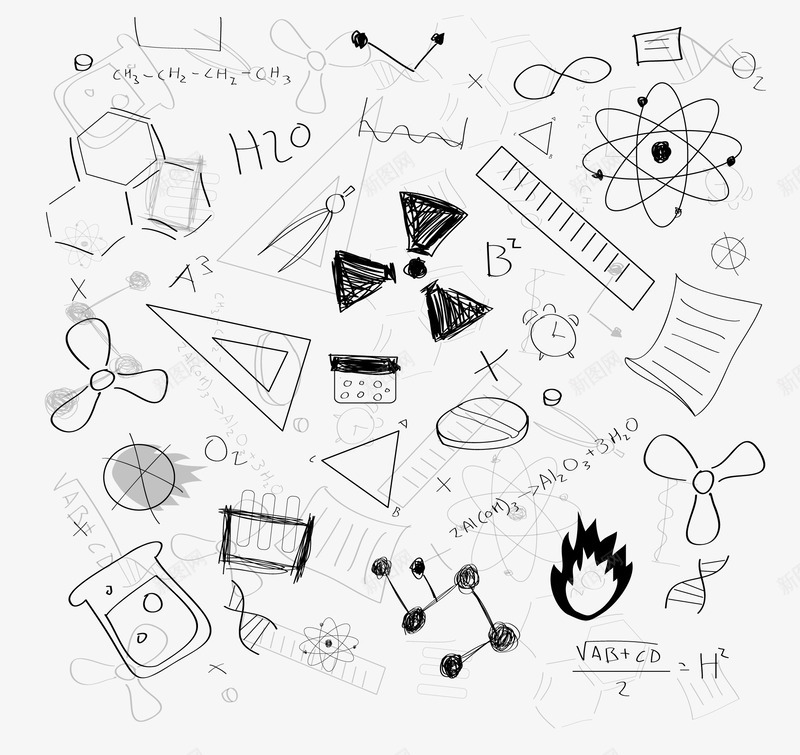黑色数学化学符号png免抠素材_新图网 https://ixintu.com 化学符号 底纹 数学 黑色