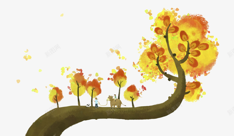 金色枫树png免抠素材_新图网 https://ixintu.com 手绘 斑点 枫树 树干 树根 水彩 涂鸦 金色 风景