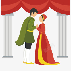 舞台表演王子与公主的爱情矢量图高清图片