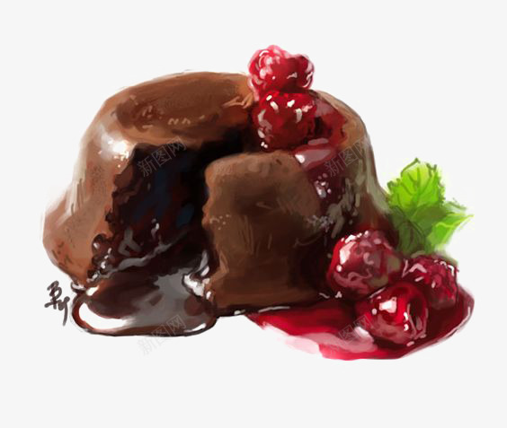 巧克力蛋糕png免抠素材_新图网 https://ixintu.com 下午茶 创意 奶油蛋糕 甜品 甜点 草莓果酱 草莓蛋糕