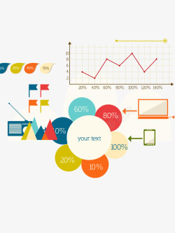 卡通小清新商务数据分析元素素材