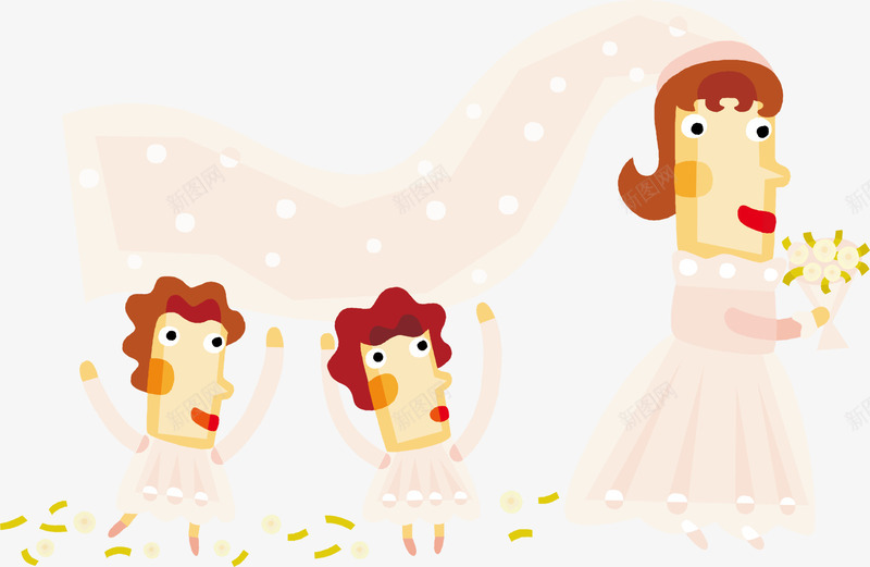 米色卡通婚礼png免抠素材_新图网 https://ixintu.com 免抠PNG 卡通 婚庆 婚礼 米色 装饰图案