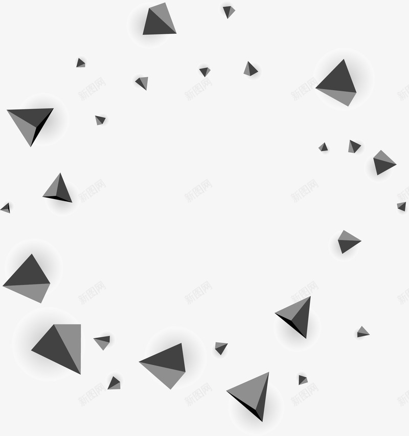 灰色漂浮三角块矢量图eps免抠素材_新图网 https://ixintu.com 三角块 抽象 漂浮效果 矢量素材 科技感 矢量图