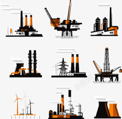 石油钻井现代工业矢量图高清图片