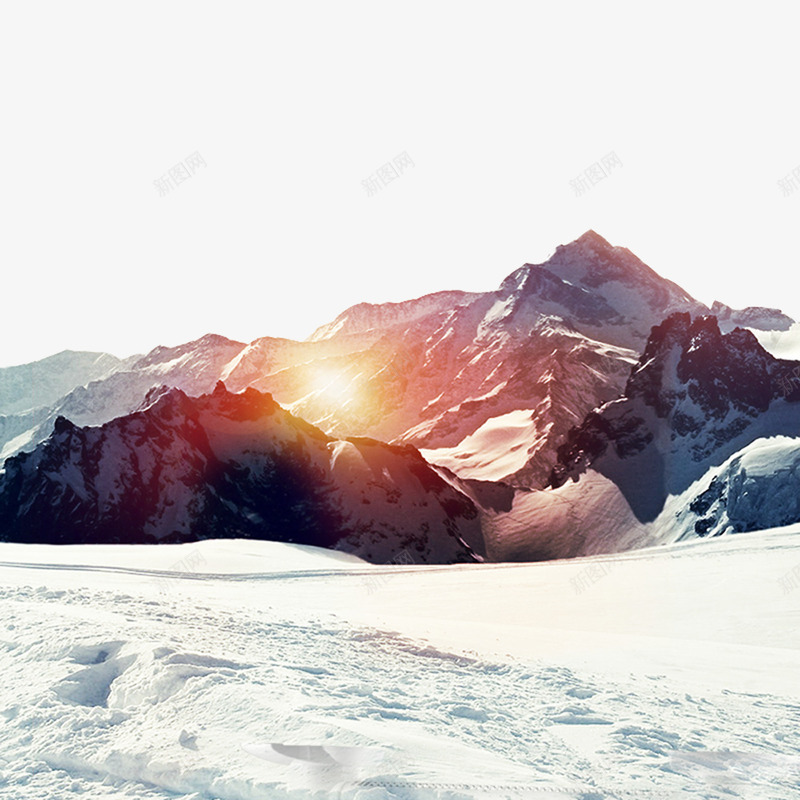 冬天的风景png免抠素材_新图网 https://ixintu.com 冬天 奇景 景观 雪地 雪山 雪山坡