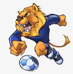踢足球的狮子素材