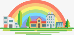 平房素材彩虹房子矢量图高清图片