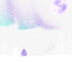 蓝色雪景夜晚雪景高清图片