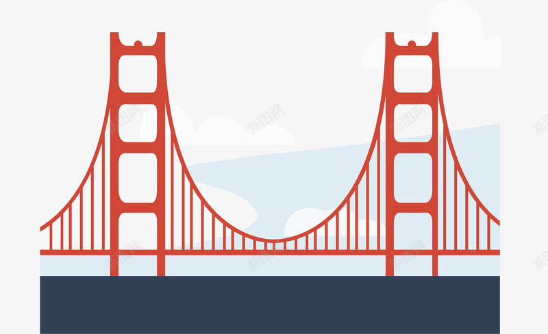 旧金山红色金门大桥矢量图ai免抠素材_新图网 https://ixintu.com 大桥 旧金山 矢量png 红色大桥 美国 金门大桥 矢量图