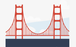 旧金山红色金门大桥矢量图素材