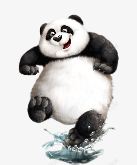奔跑的熊猫png免抠素材_新图网 https://ixintu.com 动物 国宝 水珠 熊猫 黑白熊