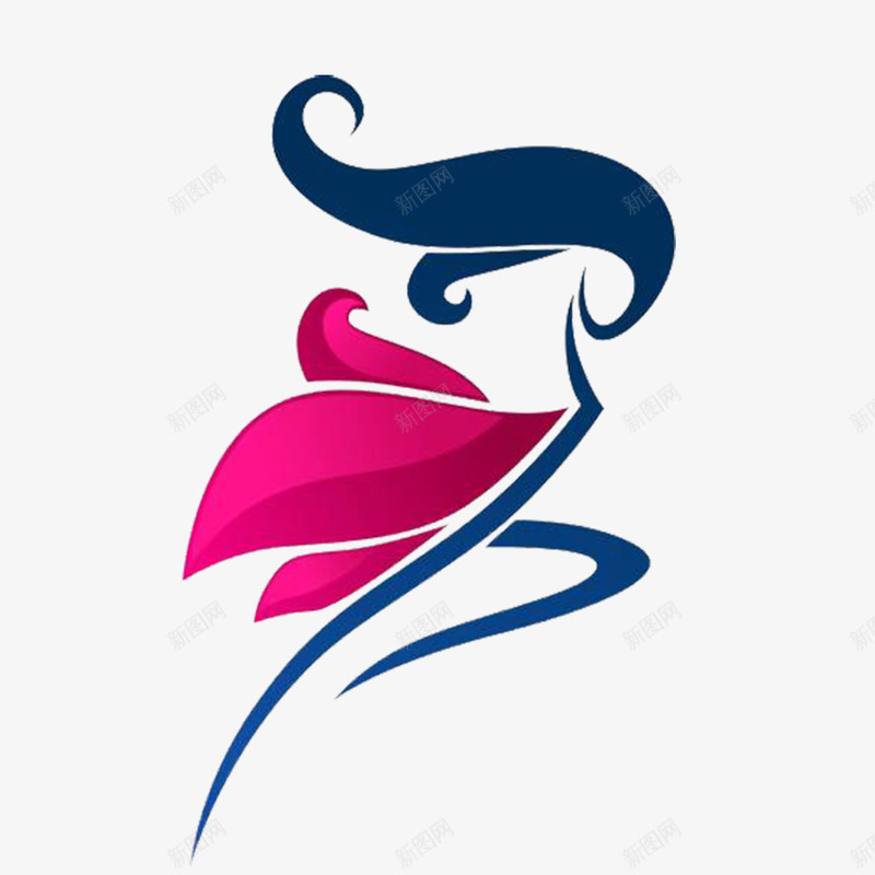 女性舞蹈符号图标png_新图网 https://ixintu.com 头发 女性 女生符号 广告 性别 标志 标识 符号 粉色 舞蹈 蓝色 裙子 飘逸