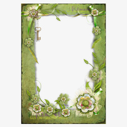 魔音电子风格绿色花卉相框高清图片