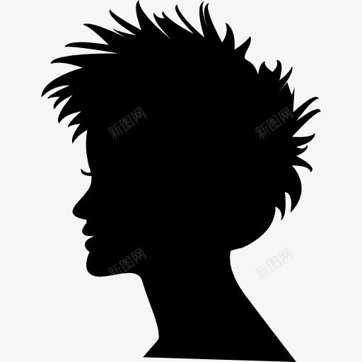 女人头短头发的轮廓图标png_新图网 https://ixintu.com 人 侧面 头 头发 头发沙龙 女 女人 形状 短头发