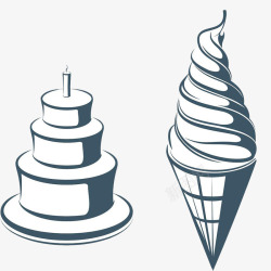 三层大蛋糕冰淇淋和大蛋糕高清图片