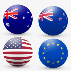 澳大利亚和新西兰美国澳大利亚新西兰申根国旗球形高清图片