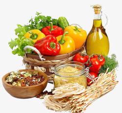 厨房篮子蔬菜食用油高清图片