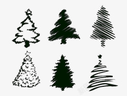 圣诞节黑白圣诞树图标高清图片