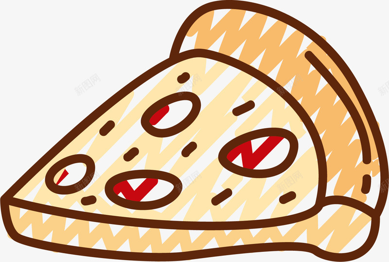 手绘浅色扁平披萨png免抠素材_新图网 https://ixintu.com 卡通扁平披萨 卡通披萨 扁平披萨 披萨 披萨饼 浅色披萨 矢量披萨