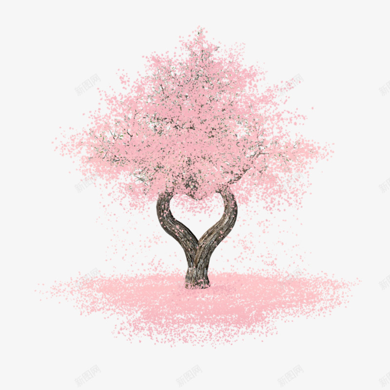 粉色浪漫的花树图png免抠素材_新图网 https://ixintu.com 植物 浪漫 淡雅 粉色 花树
