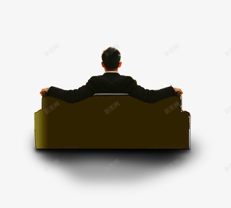 商业人物png免抠素材_新图网 https://ixintu.com 后背 坐在沙发上的男士 沙发