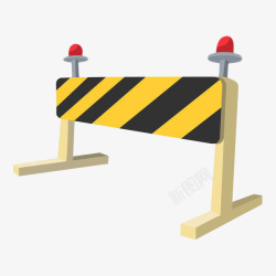 安全警示灯手绘黄色交通警示栏高清图片
