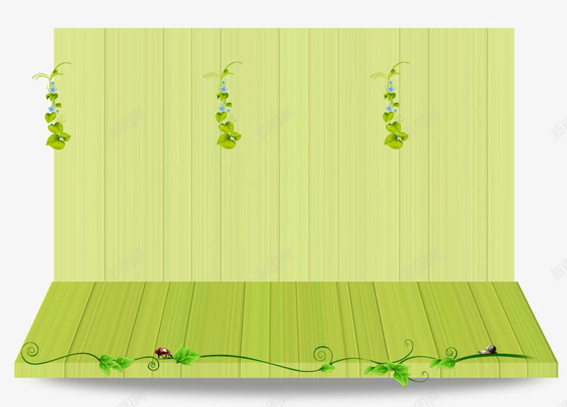 商品促销架子png免抠素材_新图网 https://ixintu.com 展示架 木板 树叶 绿色 藤蔓