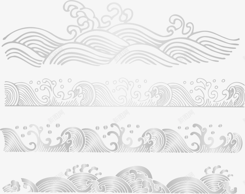 海浪画花纹png免抠素材_新图网 https://ixintu.com 创意 古代纹理 抽象海浪素材 海浪形状 特效 矢量素材 花纹